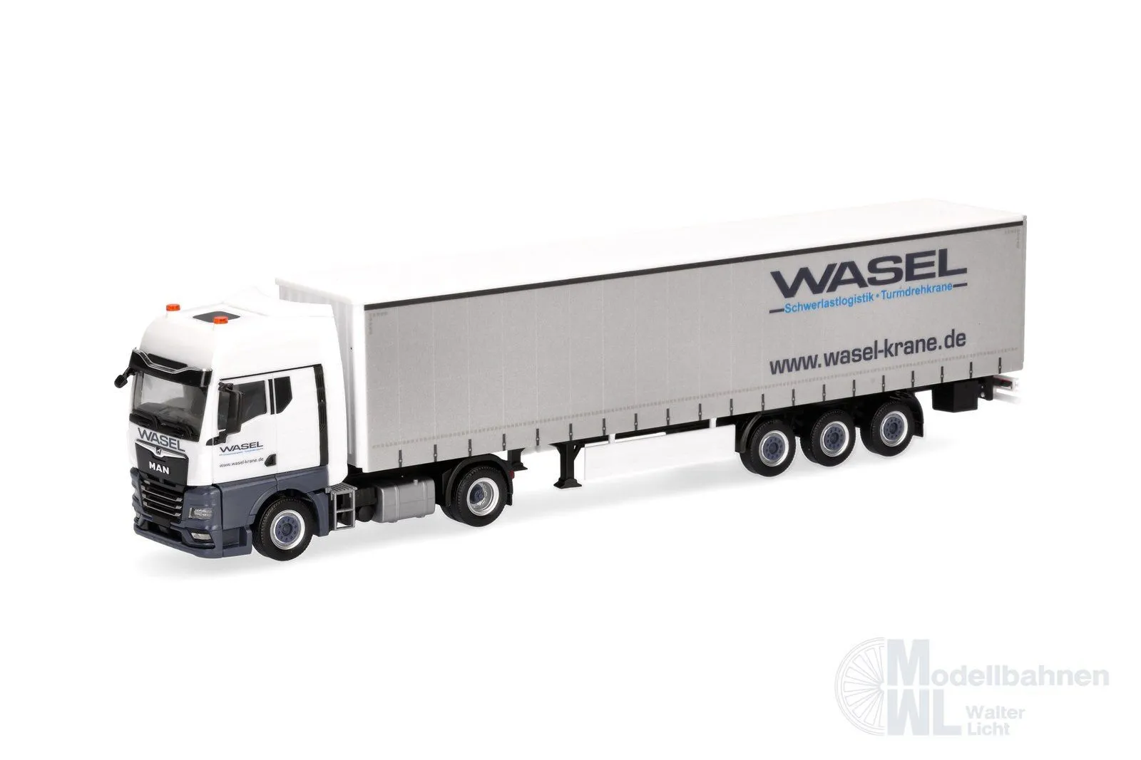 Herpa 321235 - MAN TGX GX Gardinenplanen-Sattelzug Wasel H0 1:87