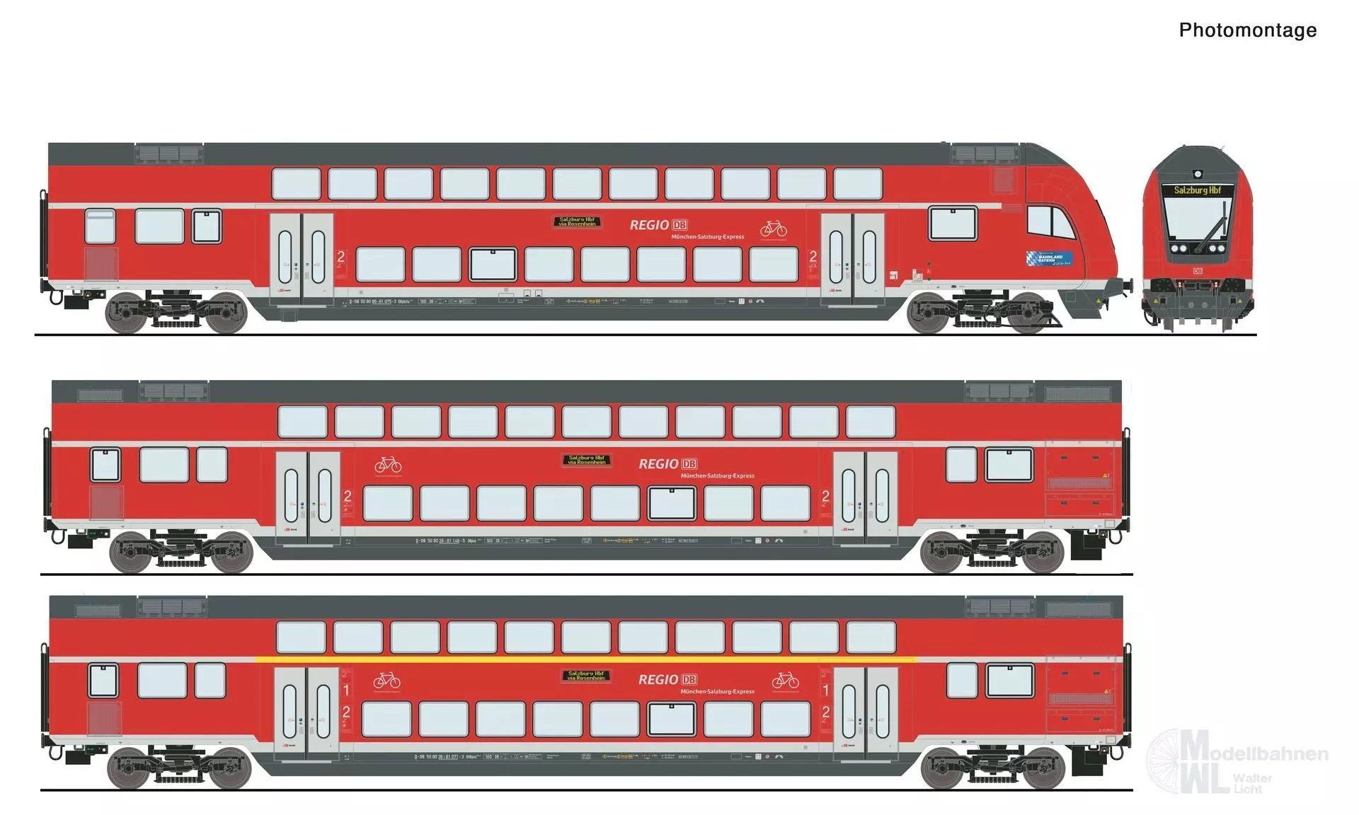 Roco 6220144 - Doppelstockwagen Set DB Ep.VI 3.tlg. H0/WS