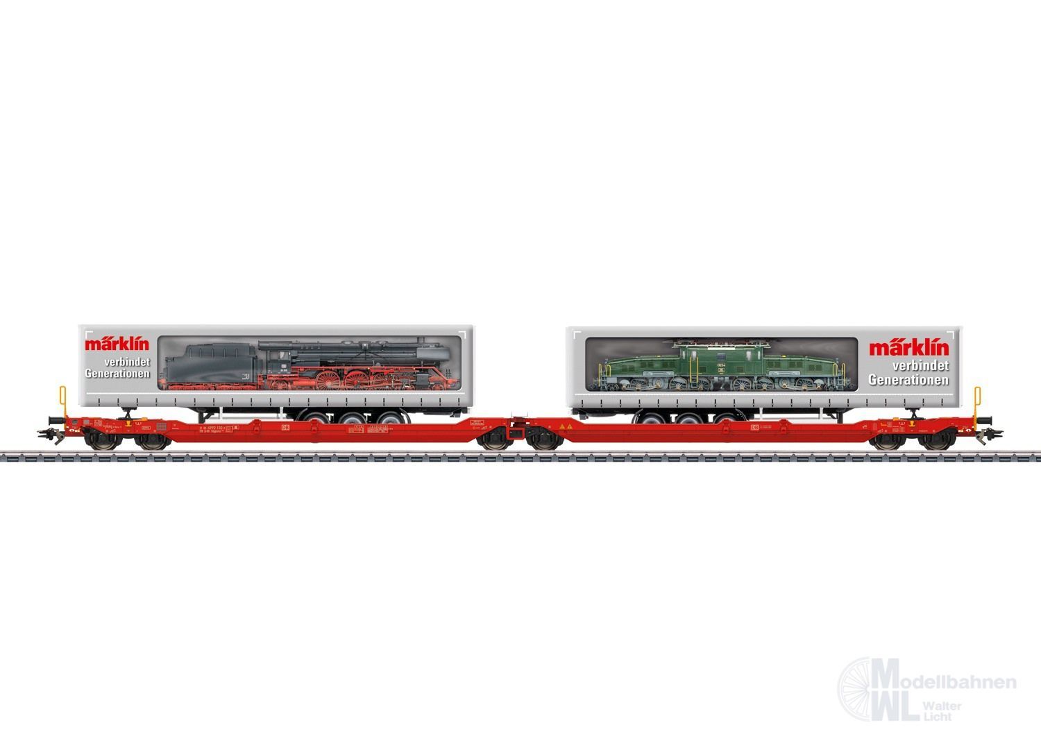 Märklin 47477 - Gelenk-Taschenwagen DB AG Ep.VI Sdggmrss 738 Märklin Auflieger H0/WS