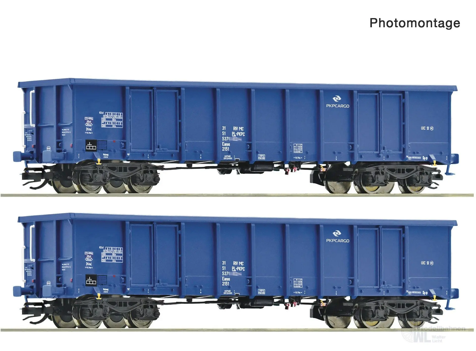 Roco 6680033 - Güterwagen Set offen PKP Ep.VI Eanos 2.tlg. TT 1:120