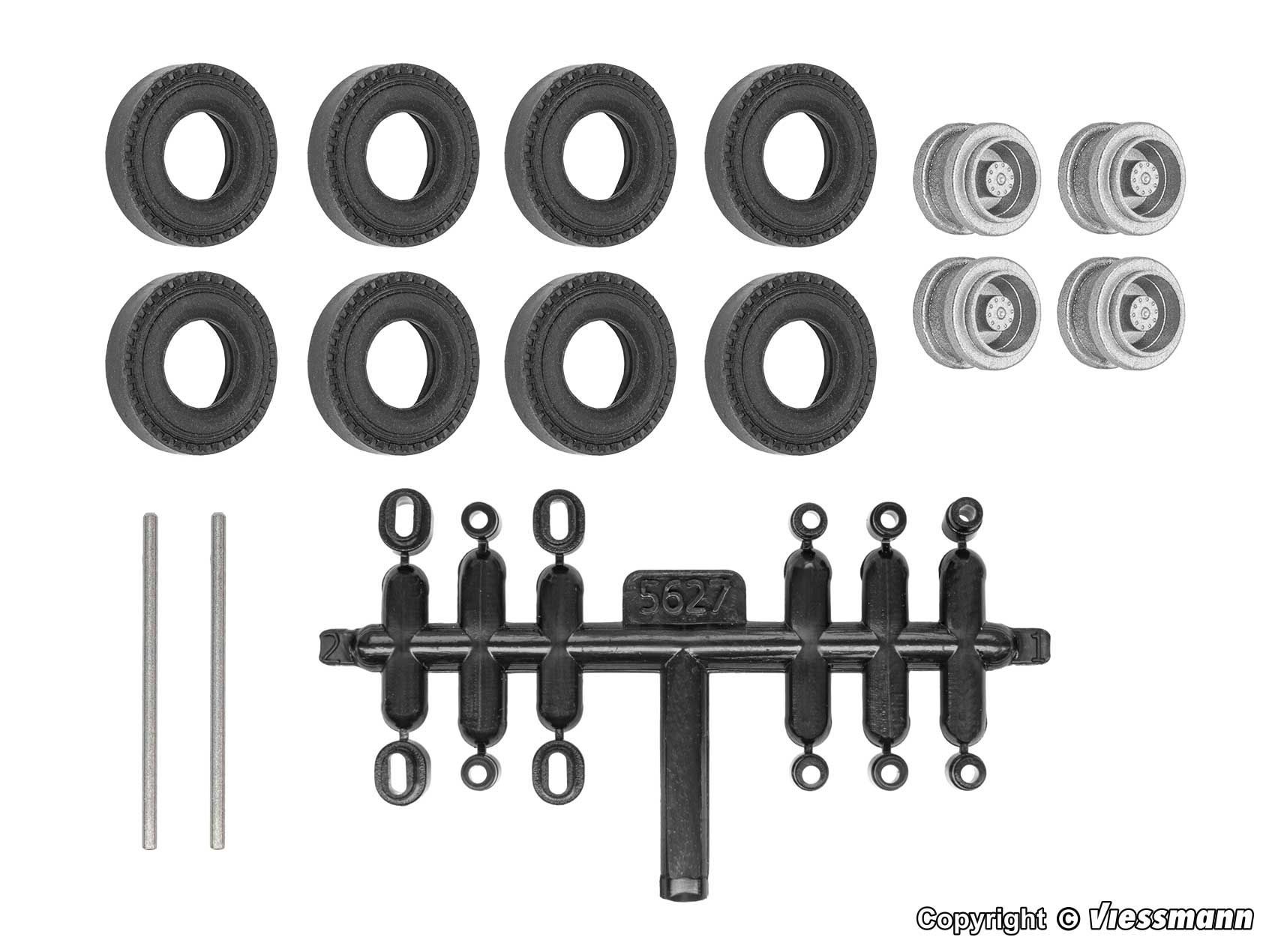 8423 Viessmann 8423 - CarMotion Nachrüst-Set für kibri Anhänger/Auflieger Zwillingsbereifung H0 1:87
