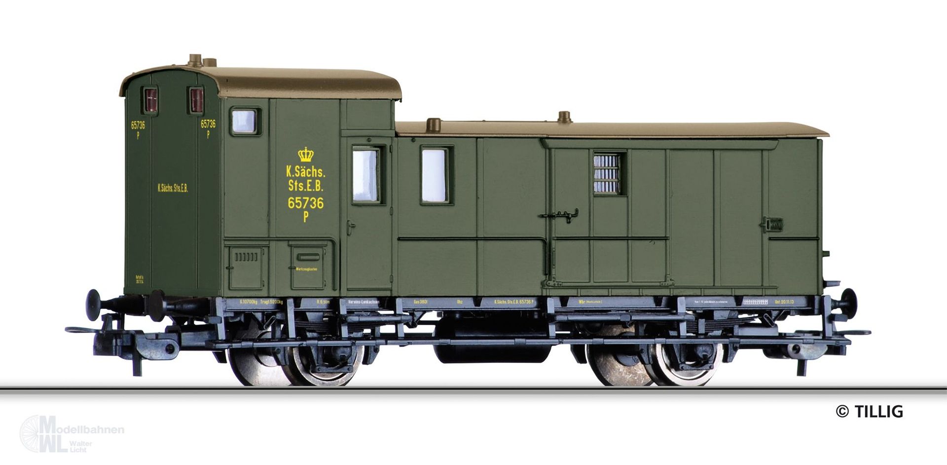 Tillig 77064 - Güterzugpackwagen K.Sächs.Sts.E.B. Ep.I H0/GL