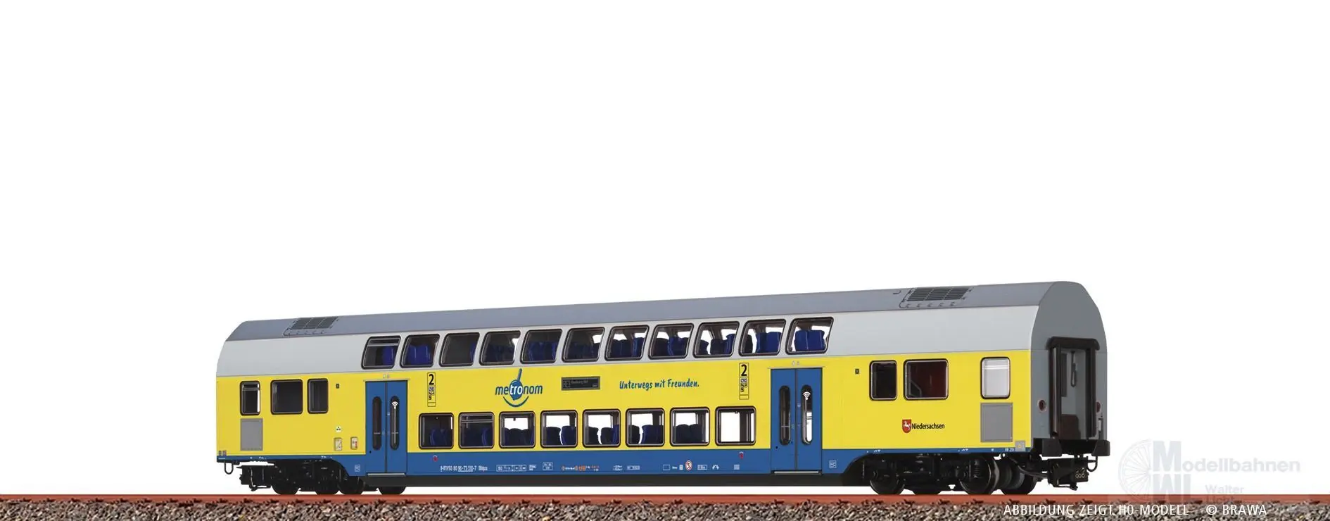 Brawa 64554 - Doppelstock-Mittelwagen 2. Kl. Metronom (RE 3 Hamburg Hbf) N 1:160