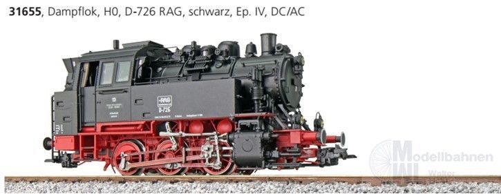 ESU 31655 - Dampflok BR 80 RAG D-726 Ep.IV schwarz H0/GL/WS Sound Rauch