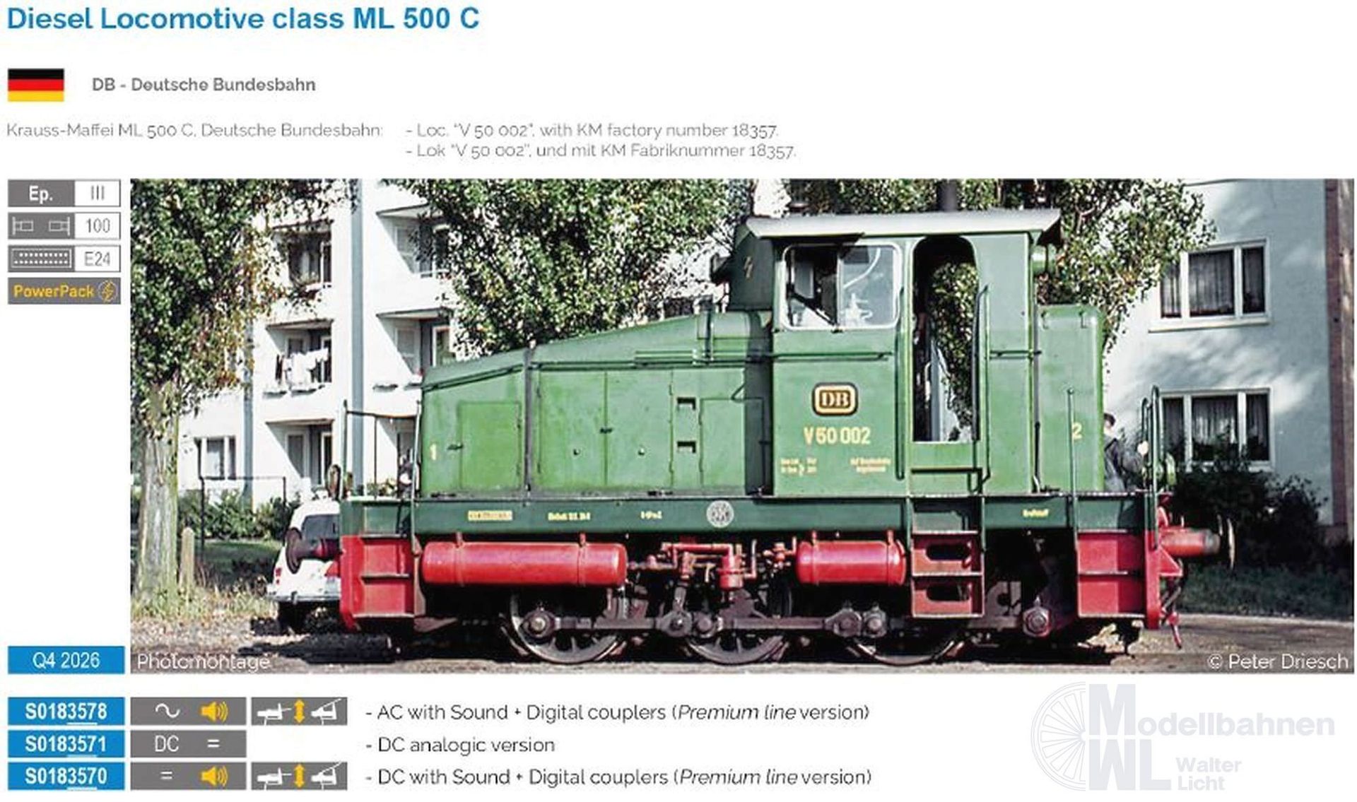 Sudexpress S0183570 - Diesellok ML 440C/V50 DB Ep.III H0/GL Sound