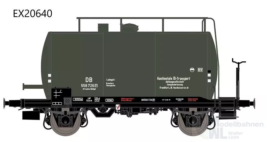Exact Train 20640 - Kesselwagen DB Ep.III 30m3 Uedinger Konti 558 726 [P] H0/GL