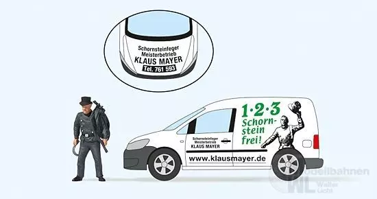 Preiser 33267 - Schornsteinfeger Volkswagen Caddy Fertigmodell H0 1:87