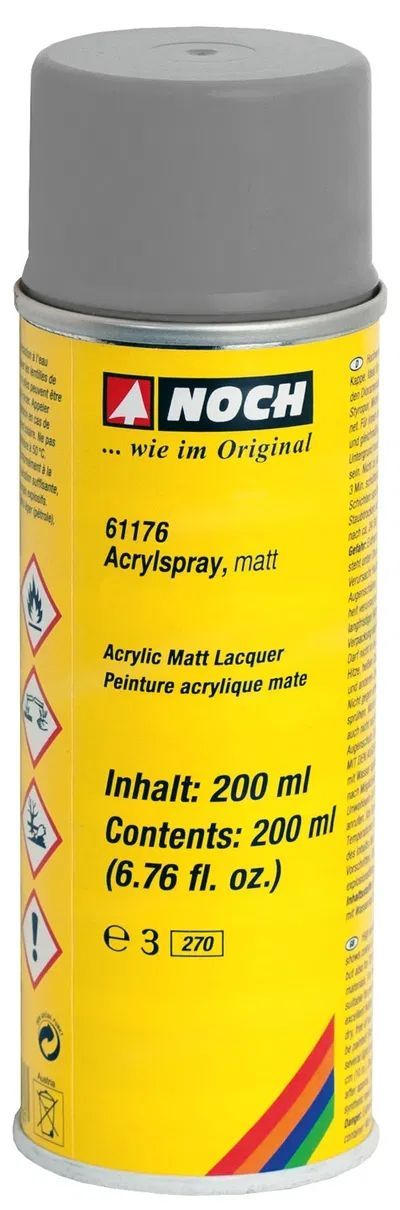 Noch 61176 - Acrylspray, matt, grau 200 ml G/1/0/H0/H0m/H0e/TT/N/Z
