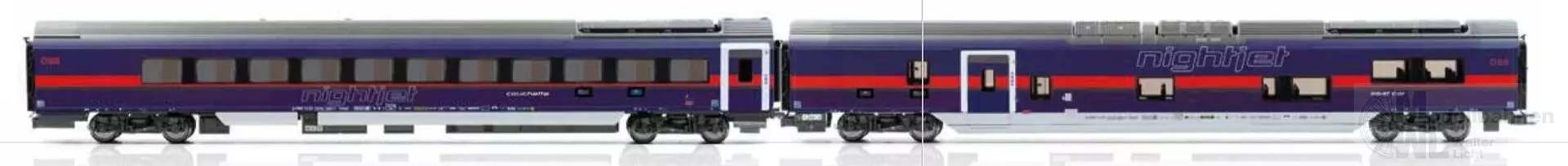 Jägerndorfer Modellbahn 71450 - Nachtzugwagen Set DANI ÖBB Nightjet Ep.VI 2.tlg. H0/GL