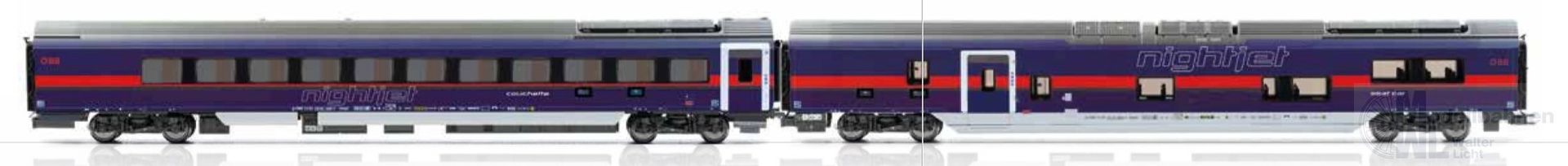 Jägerndorfer Modellbahn 71450 - Nachtzugwagen Set DANI ÖBB Nightjet Ep.VI 2.tlg. H0/GL