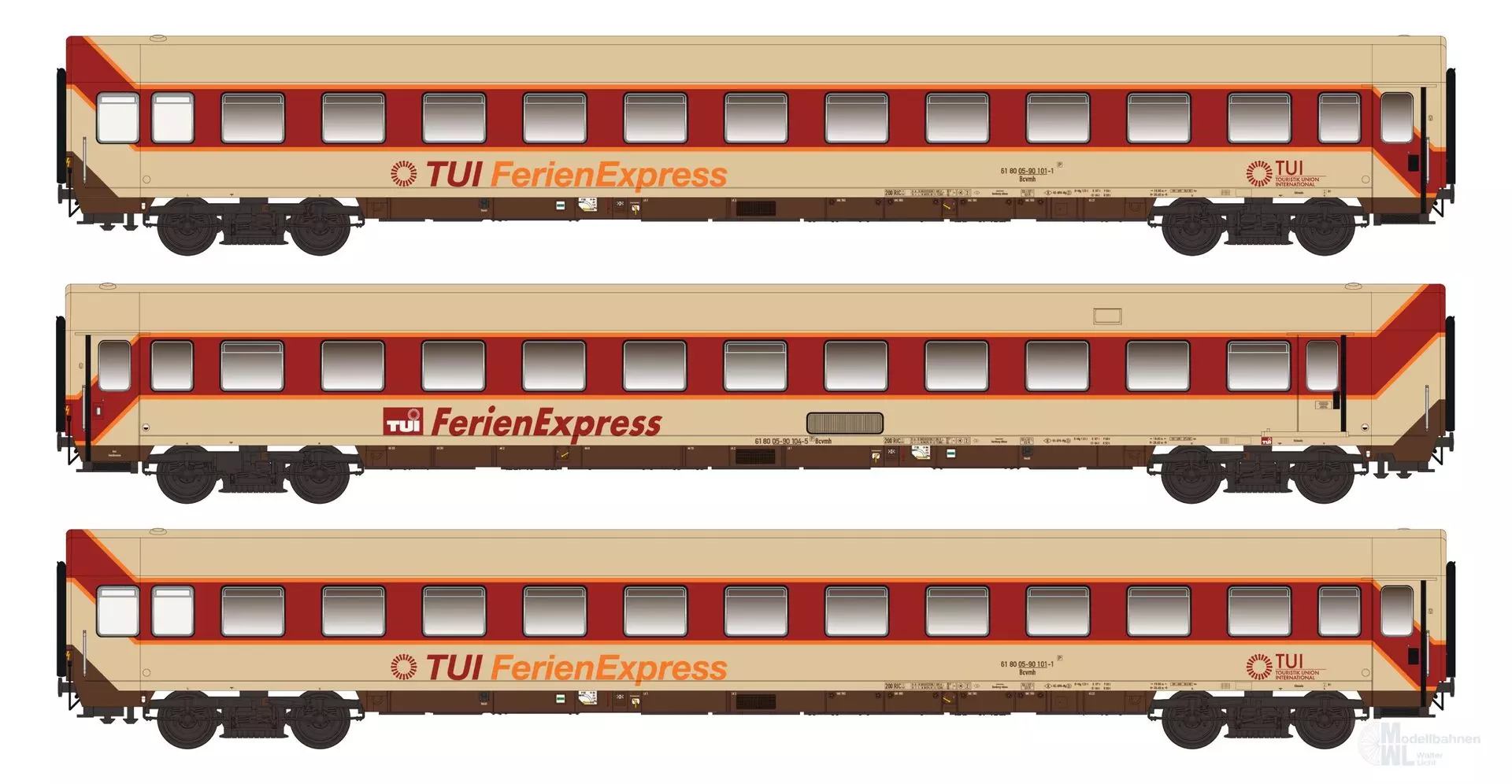 LS Models 96031AC - Liegewagen Set TUI Ferienexpress Ep.IV 3.tlg. Set I H0/WS