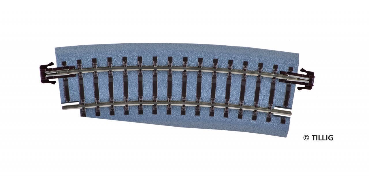 Tillig 83732 - Bettungsgleis gebogenes Pass-Stück links R310-353/15° braun TT 1:120