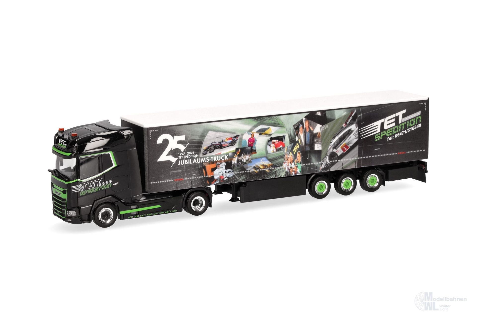 Herpa 318907 - DAF XG+ Gardinenplanen-Sattelzug TET/Jubiläum H0 1:87