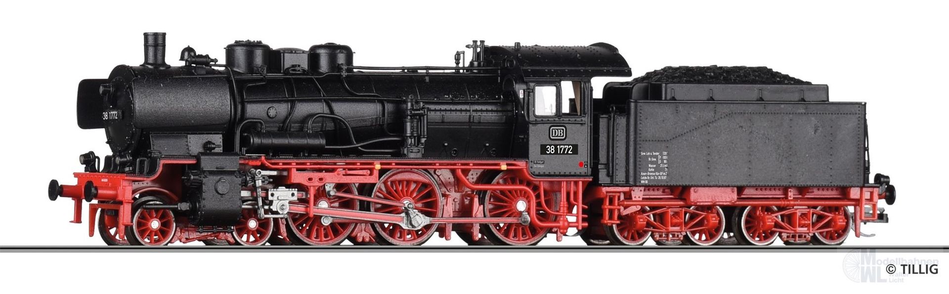 Tillig 02036 - Dampflok BR 38.10 DB Ep.III TT 1:120