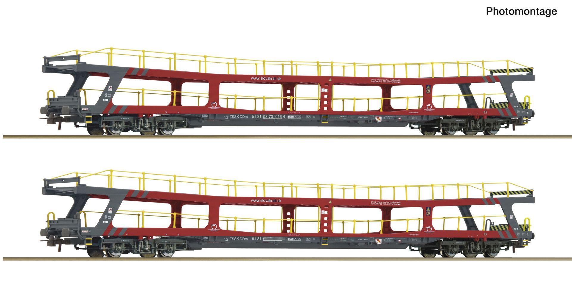 Roco 6600438 - 2er Set Autotransportwagen DDm ZSSK