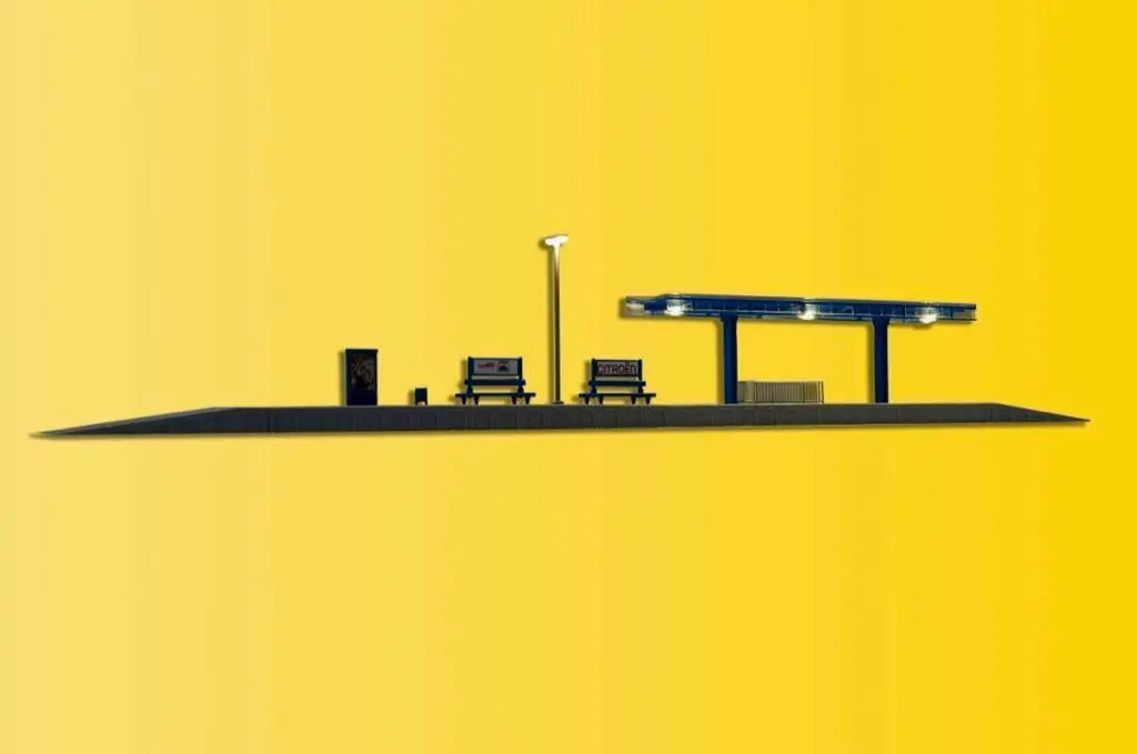 Kibri 39557 - Moderner Bahnsteig mit LED-Beleuchtung H0 1:87