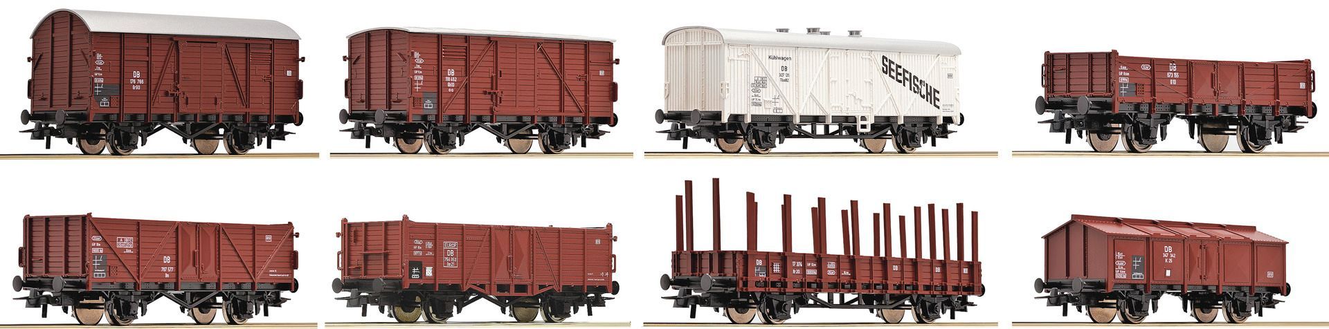 Roco 44002 - Güterwagen Set DB Ep.III 8 teilig H0/GL
