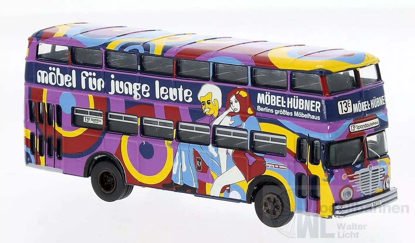 Brekina 61261 - Büssing D2U mit Vollwerbung Möbel Hübner H0 1:87