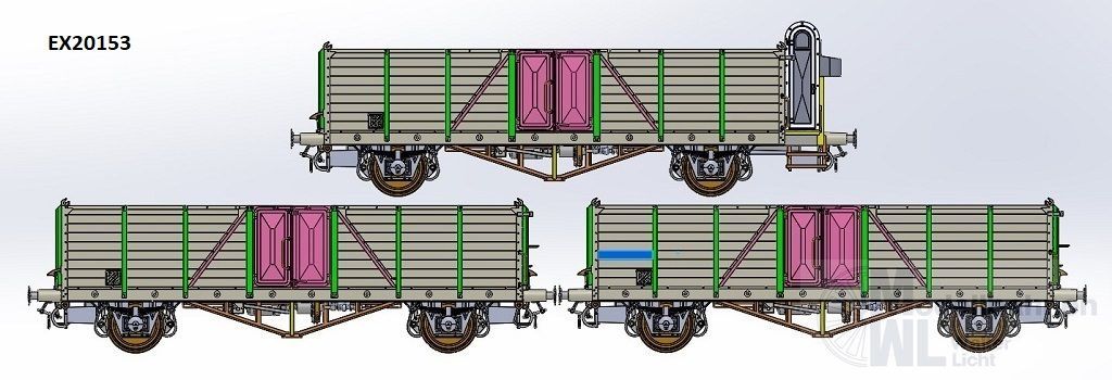 Exact Train 20153 - Güterwagen Set offen DB Ep.III mit Bremserhaus Villach 3.tlg. H0/GL