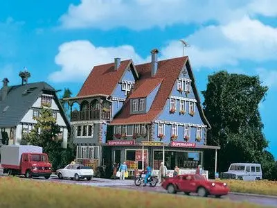 Vollmer 43660 - Supermarkt mit Inneneinrichtung und Beleuchtung H0 1:87
