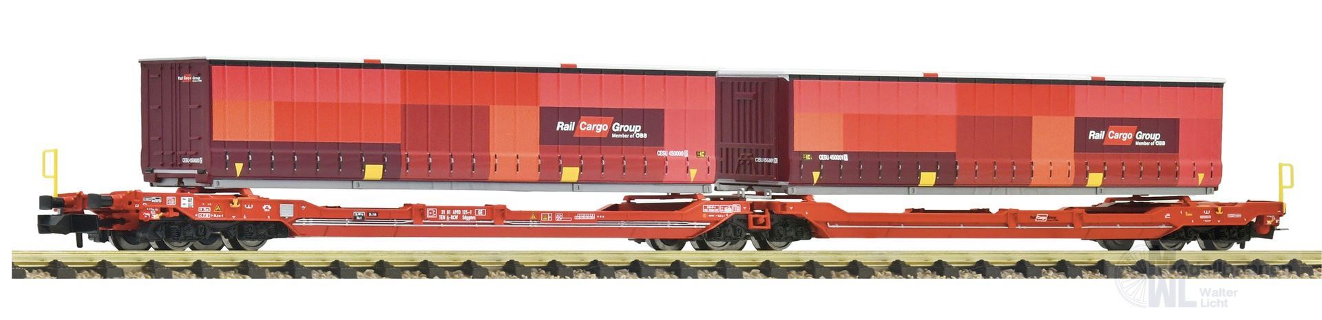 Fleischmann 6660133 - Doppeltaschenwagen ÖBB/RCW Ep.VI mit 2 Wechselbrücken N 1:160