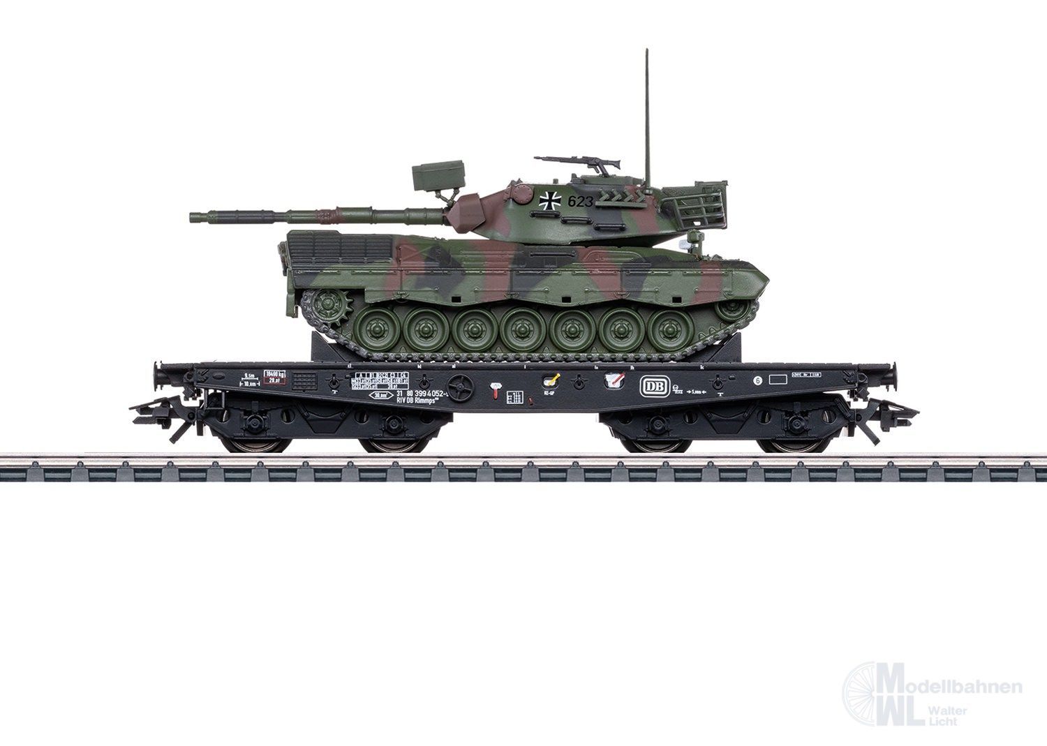 Märklin 48877 - Schwerlastwagen DB Ep.IV Rlmmps mit BW Leo 1A1 H0/WS Märklin 48877 - Schwerlastwagen DB Ep.IV Rlmmps mit BW Leo 1A1 H0/WS