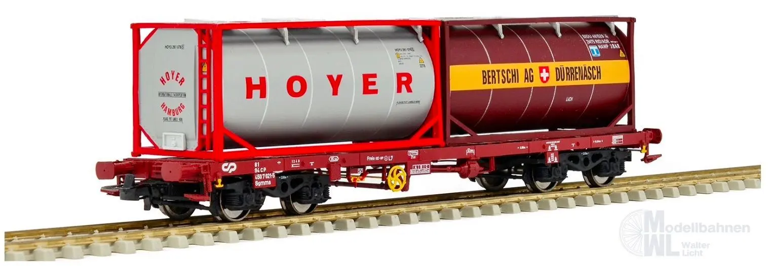 Sudexpress S0450021 - Containertragwagen CP Ep.V Sgmms 021-5 unbeladen H0/GL