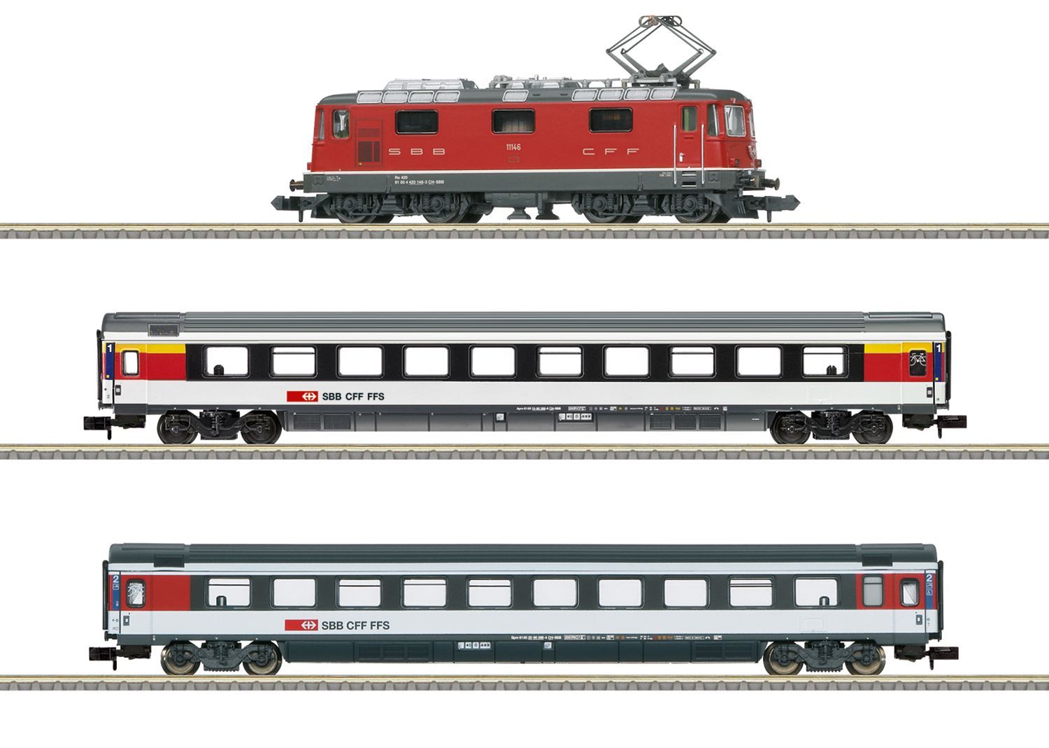 Trix 11167 - Digital-Startpackung E-Lok Re 4/4 IV SBB + 2 Personenwagen N 1:160