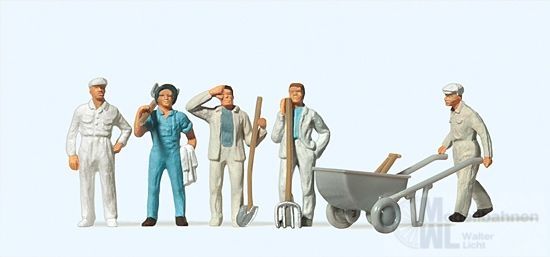Preiser 14144 - Bauarbeiter mit Schubkarre H0 1:87