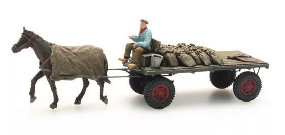 ARTITEC b.v. 387276 - Kohlenwagen mit Pferd H0 1:87