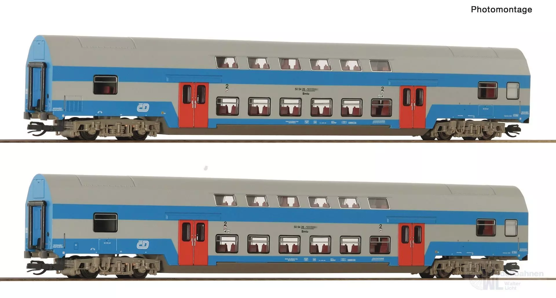 Roco 6280044 - Doppelstockwagen Set CD Ep.V 2.tlg. TT 1:120