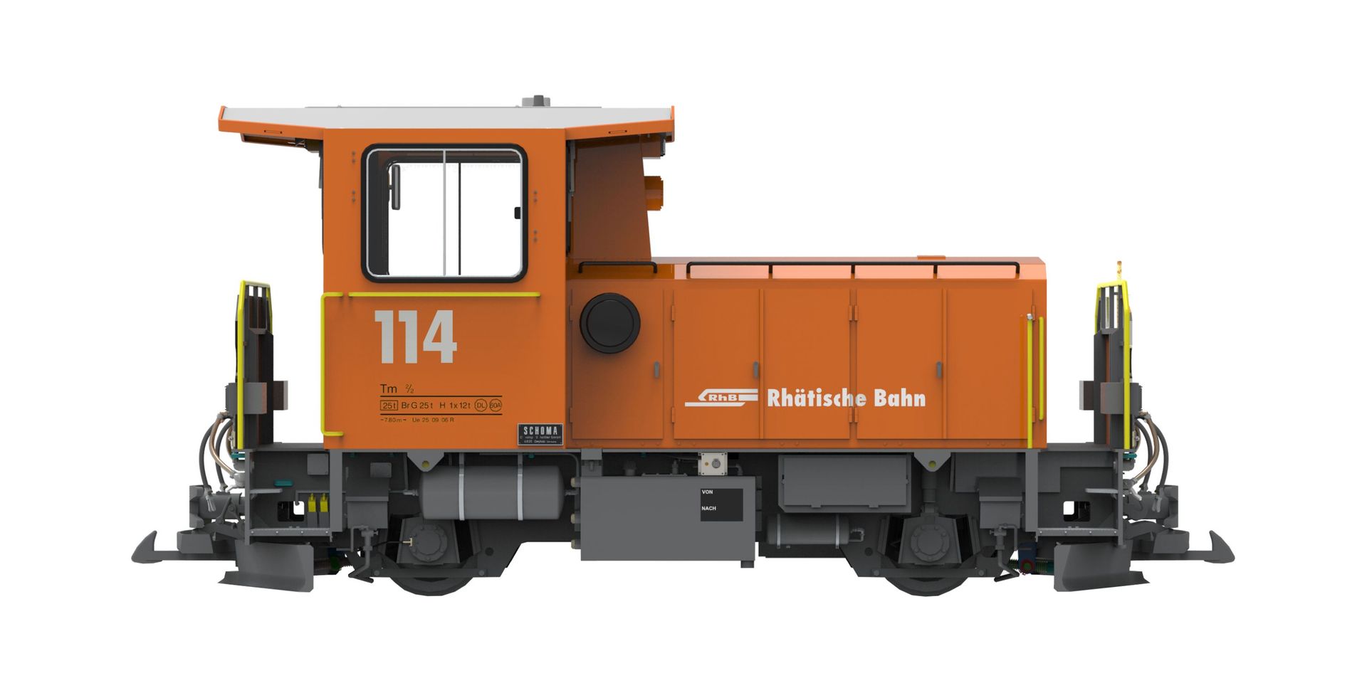 ESU 30494 - Diesellok Tm 2/2 lang Schöma RhB Ep.VI 114 orange um 2002 Spur G 1:22,5