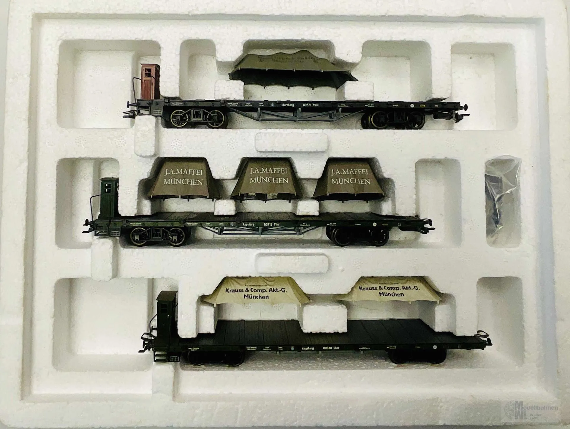Märklin 46283 - MÄRKLIN - Wagen-Set K.Bay.Sts.B. Ep.I Lokomotivfabriken 3.tlg. H0/WS