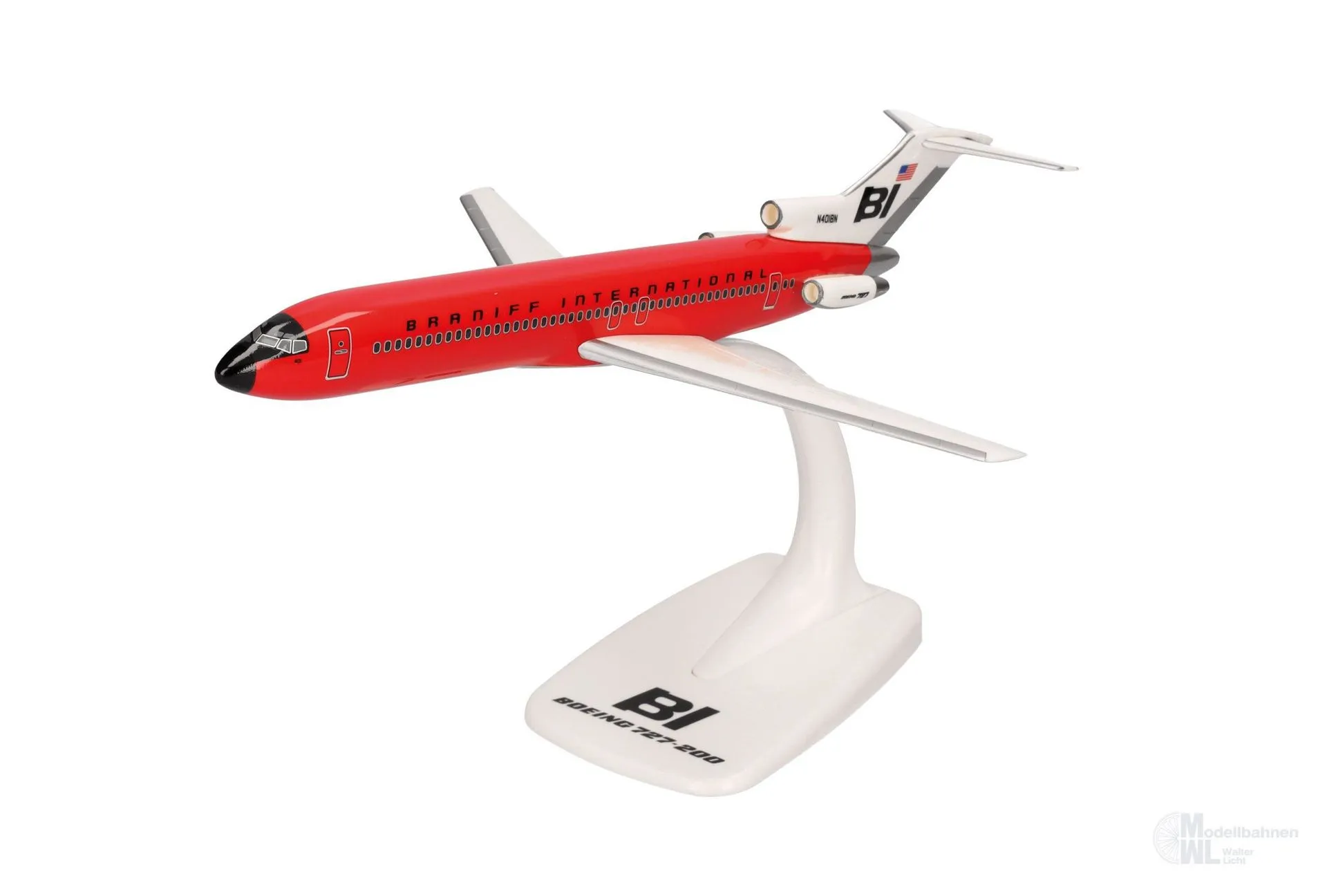 Herpa 614016 - Boeing 727-200 Braniff solid red H0 1:200