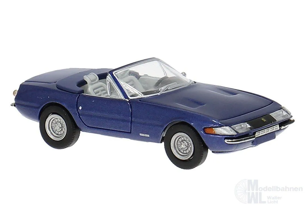 Brekina 22944 - Ferrari 365 GTS/4 in blau-metallic mit Glasbandscheinwerfern H0 1:87