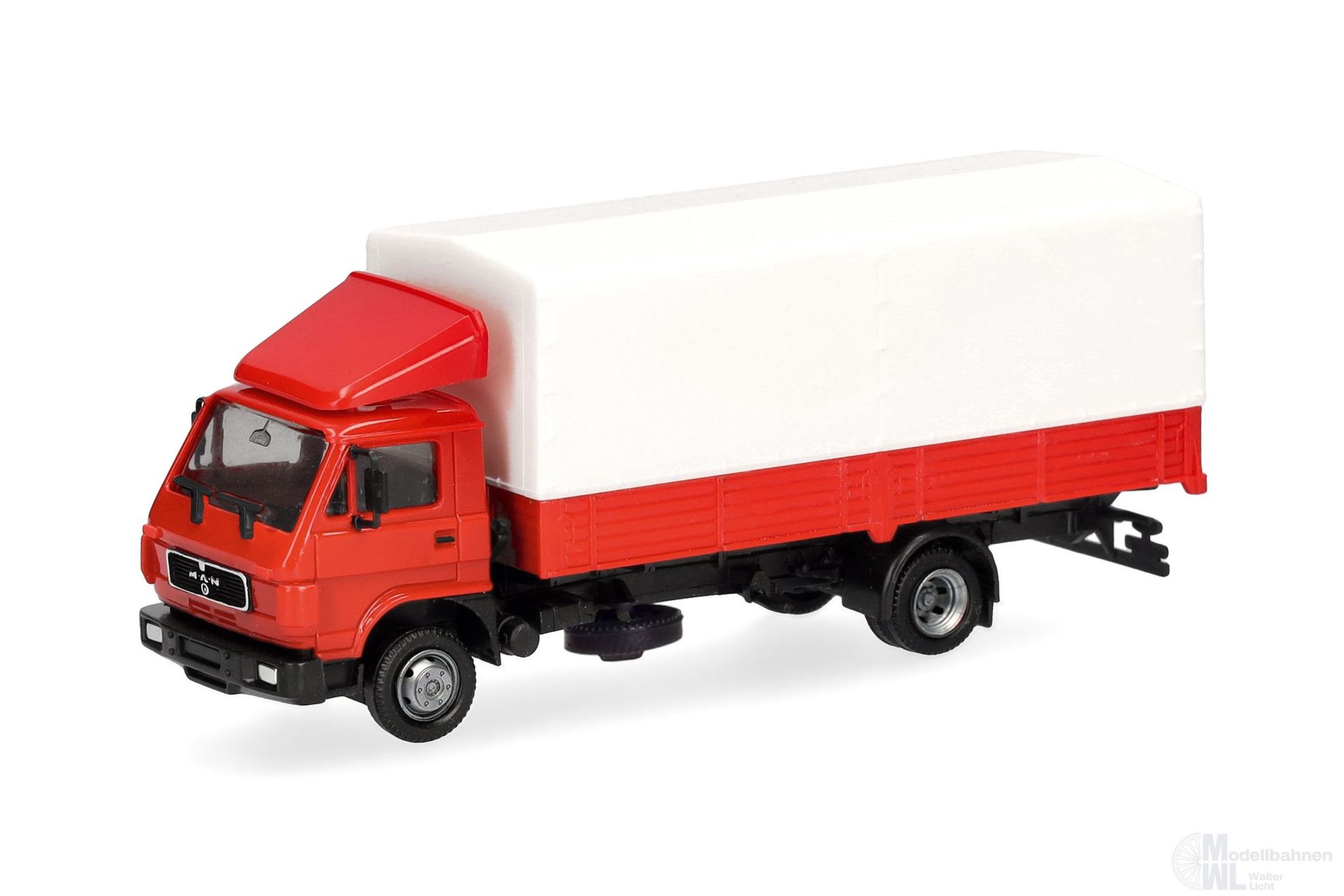 Herpa 321754 - MAN G90 Planen-LKW rot-weiß H0 1:87