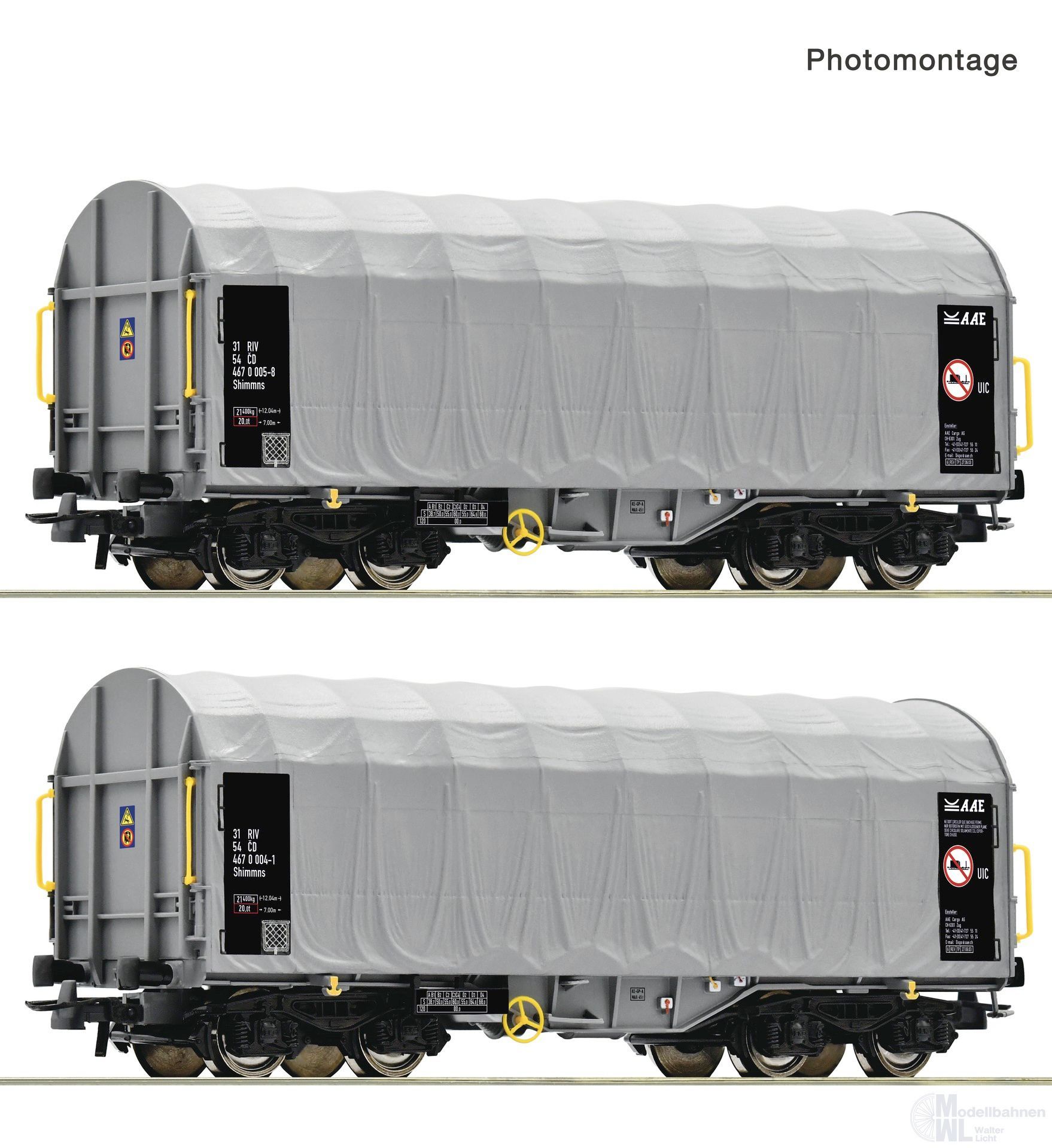 Roco 6600144 - Schiebeplanenwagen Set CD Ep.V/VI 2.tlg. H0/GL