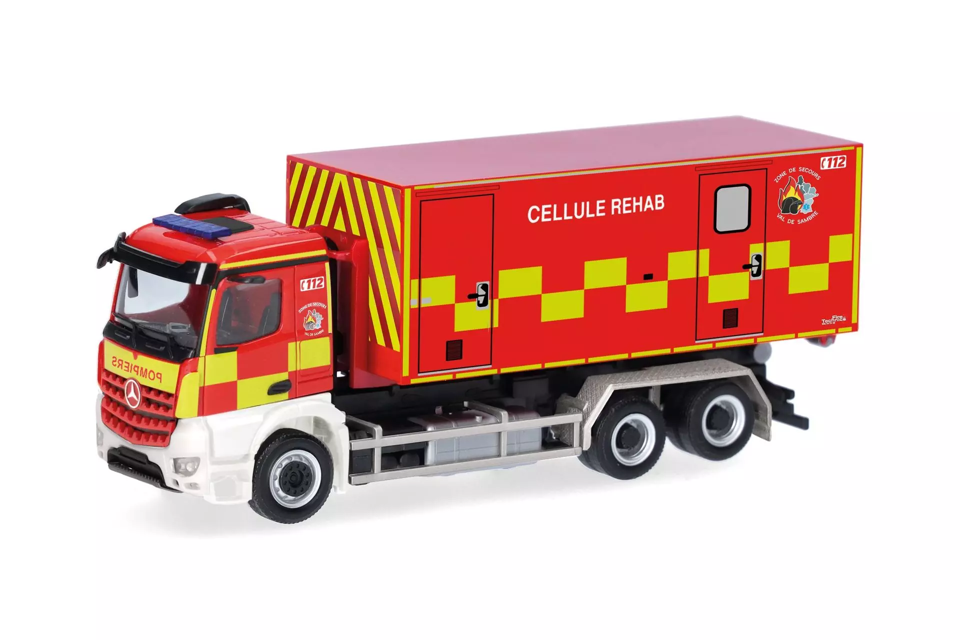 Herpa 099233 - Mercedes-Benz Arocs M Wechsellader-LKW Pompiers Cellule Rehab H0 1:87