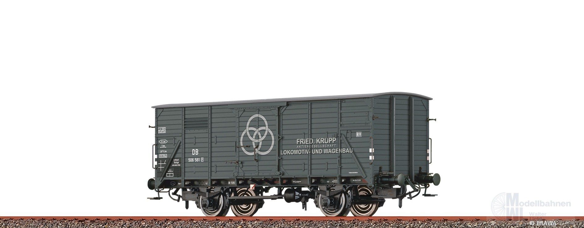 Brawa 50957 - Güterwagen ged. DB Ep.III Krupp Stahl G10 H0/GL