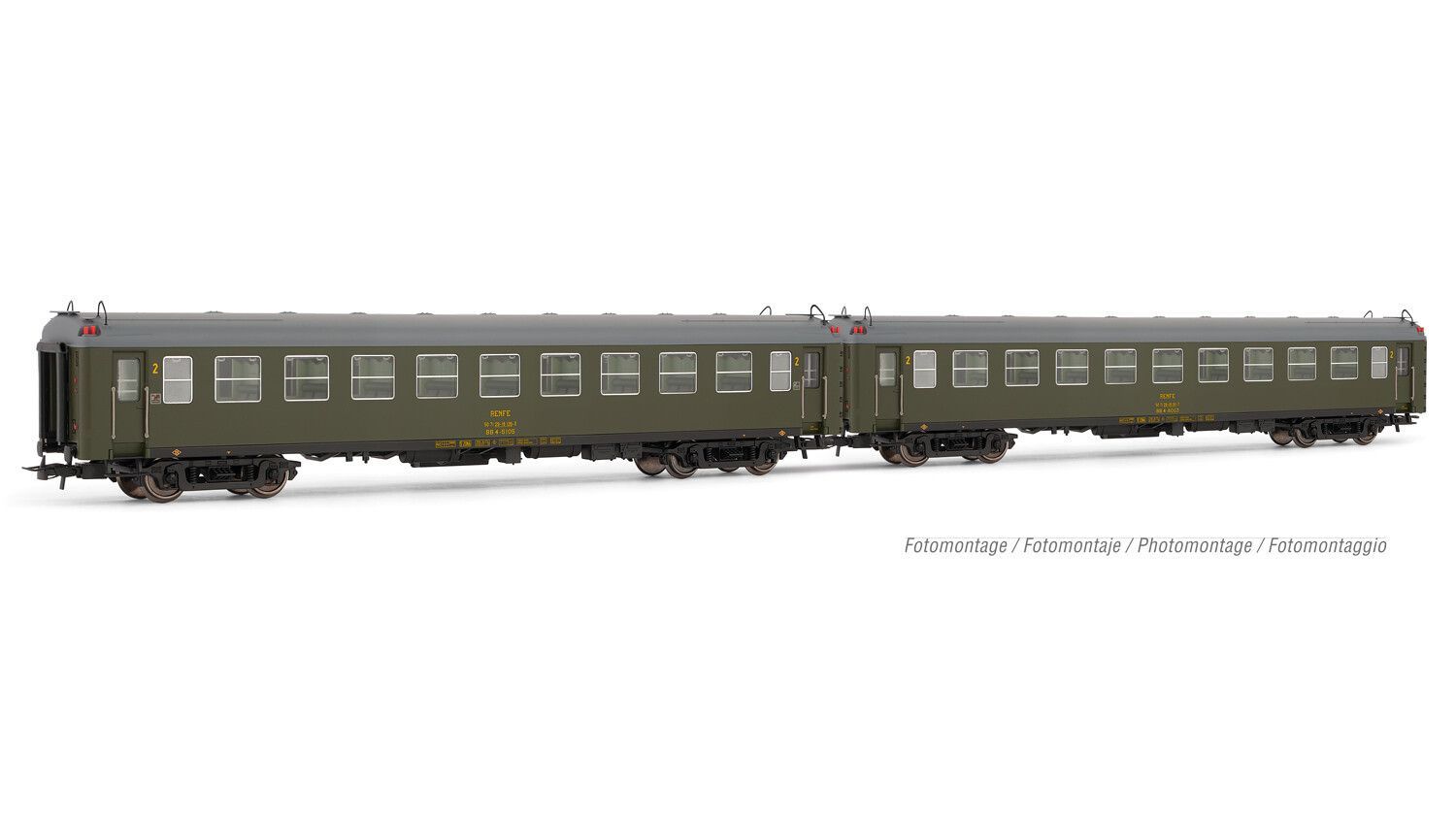 Electrotren 4026 - Personenwagen Set RENFE Ep.IV 2.tlg. olivgrün H0/GL