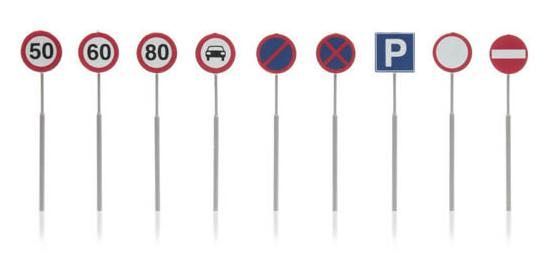 ARTITEC b.v. 316046 - NL Verkehrsschilder: Geschwindigkeit, Parkverbot 9 Stück N 1:160 ARTITEC b.v. 316046 - NL Verkehrsschilder: Geschwindigkeit, Parkverbot 9 Stück N 1:160