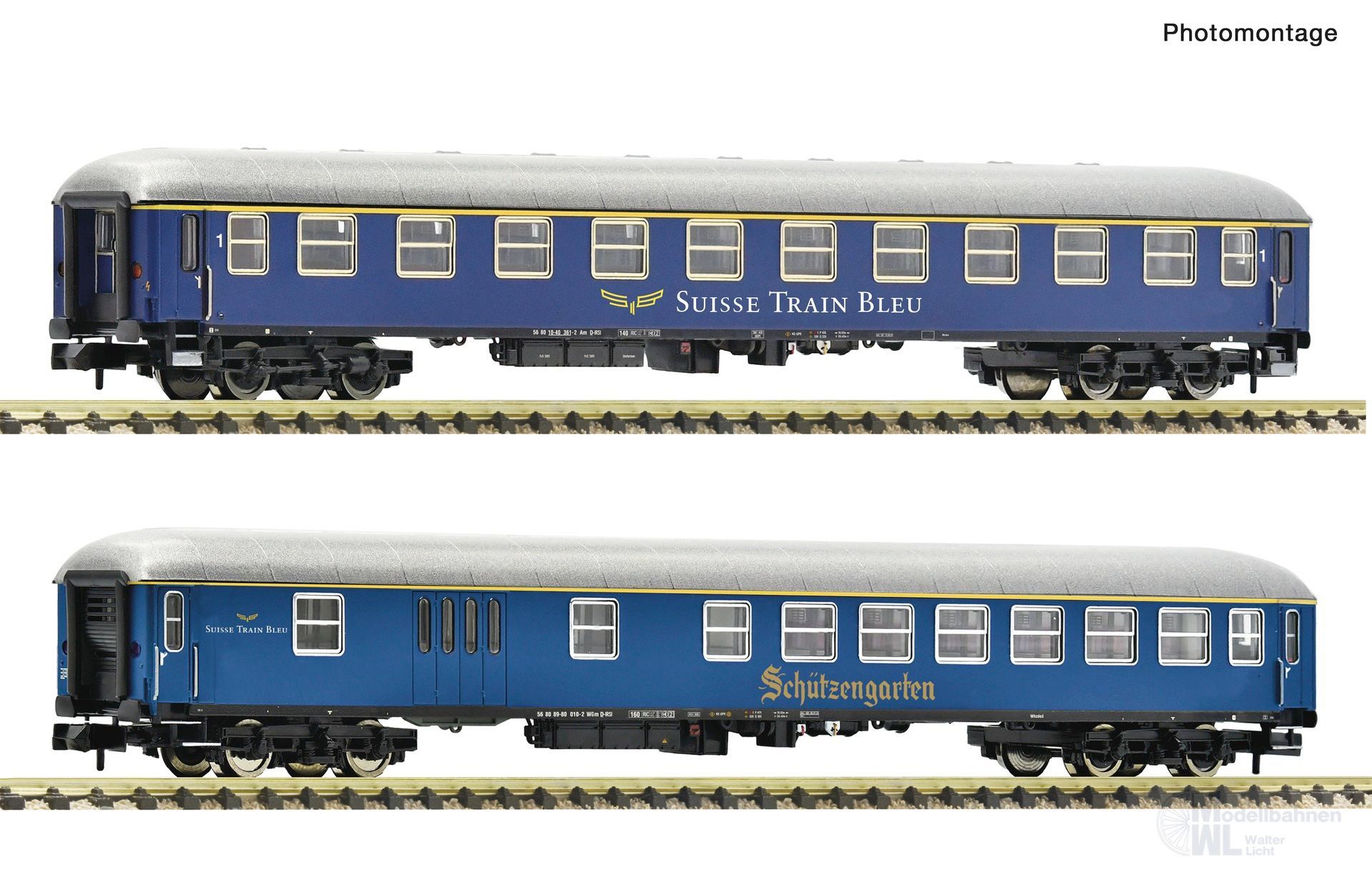 Fleischmann 6260083 - Schnellzugwagen Set Suisse Train Bleu Ep.VI 2.tlg. Set 1 N 1:160