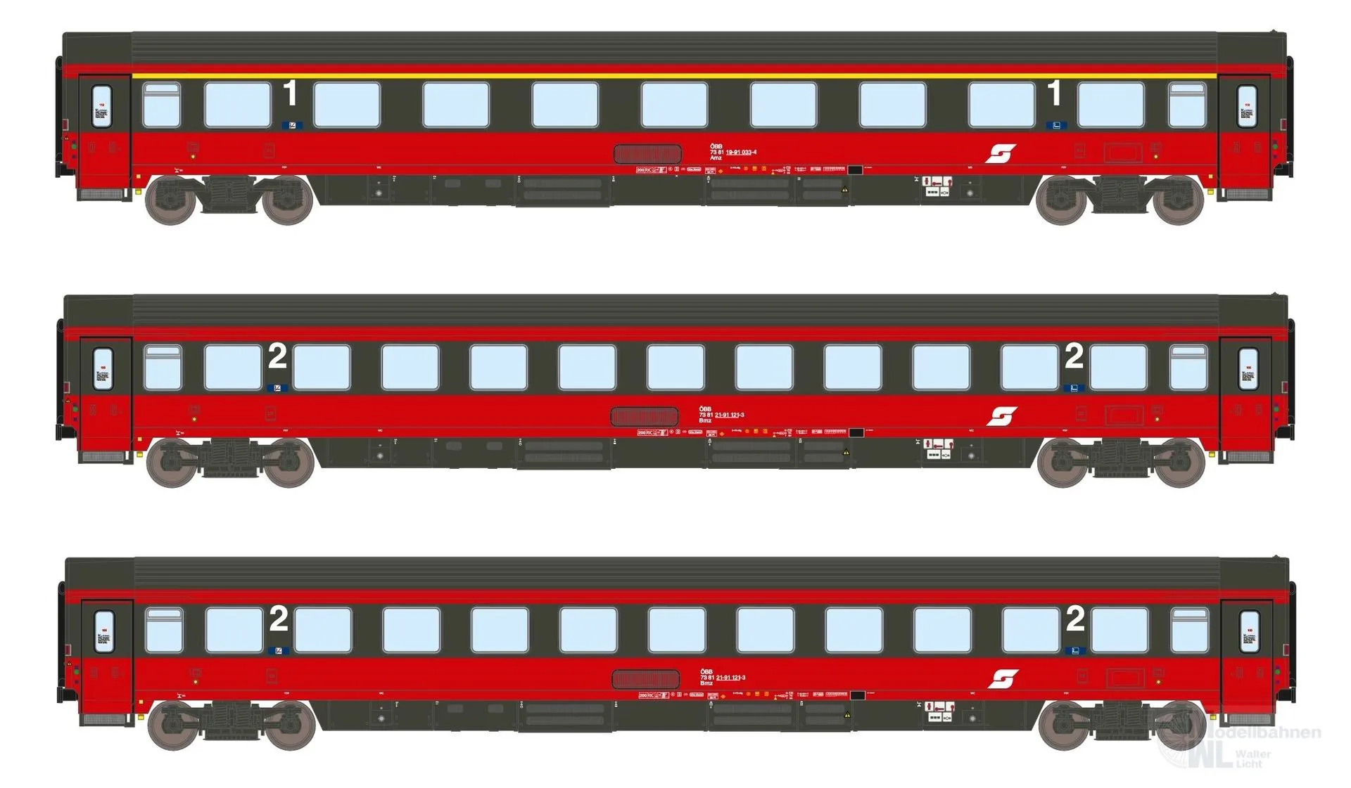 ASM 24000 - Personenwagen Set ÖBB Ep.IV EC 64 Amz+2xBmz 3.tlg. N 1:160