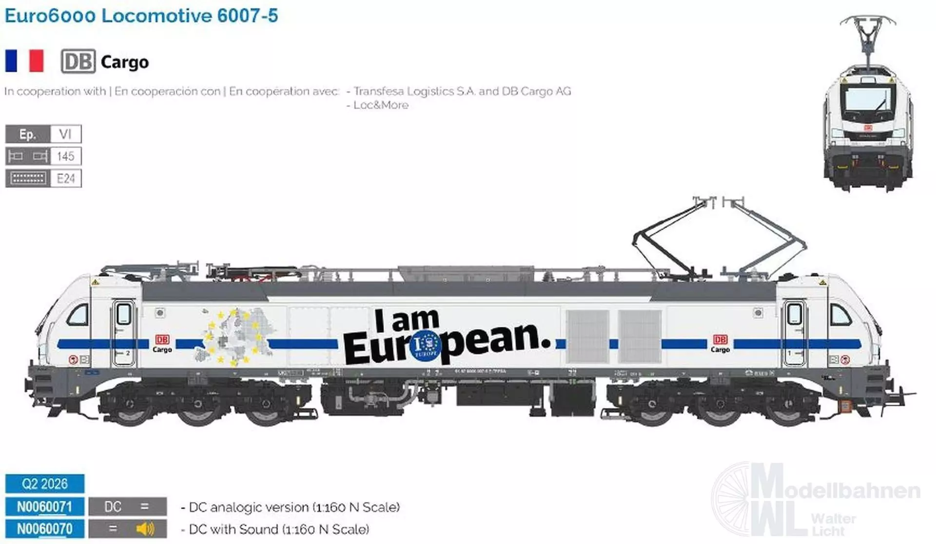 Sudexpress N0060070 - E-Lok Serie 6007 / Euro 6000 DB Cargo I am a European Ep.VI N 1:160 Sound