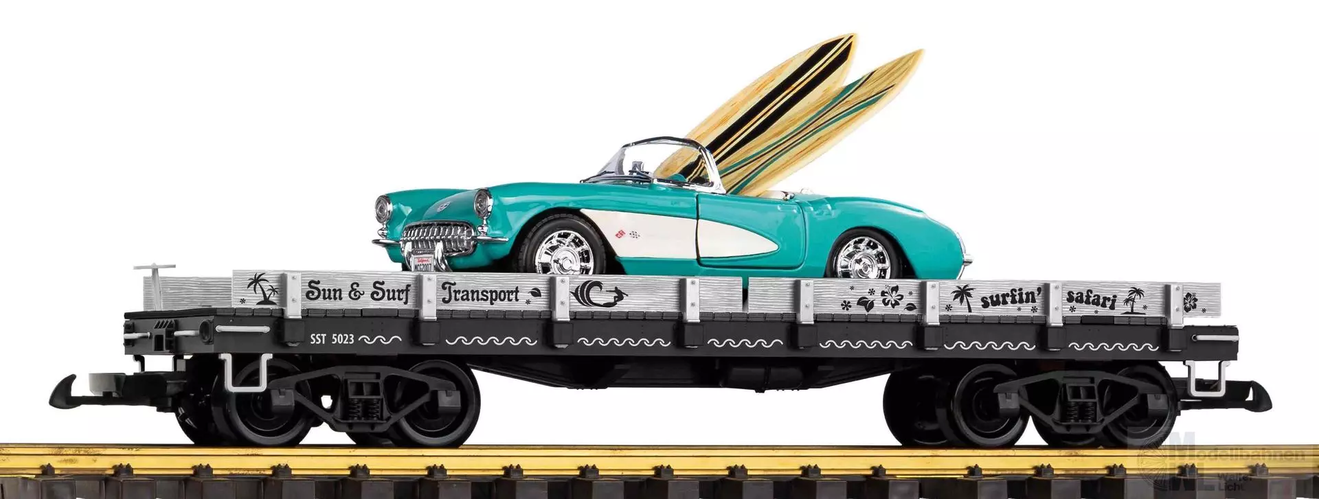 Piko 38788 - Autotransportwagen mit PKW Cabrio Beach/Sun&Surf Spur G 1:22,5