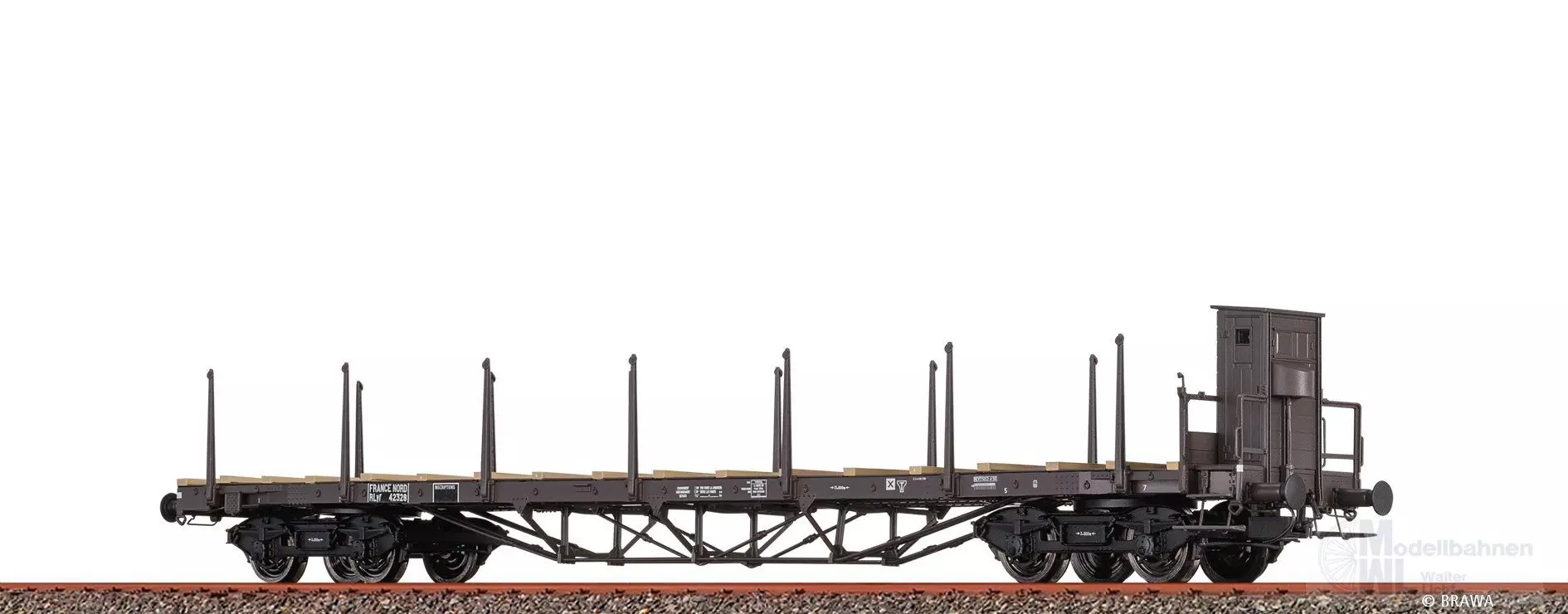 Brawa 50657 - Drehgestellflachwagen NORD Ep.II Rlyf ohne Bremserhaus H0/GL