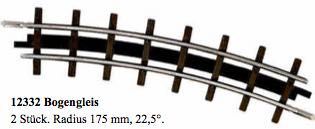 Busch 12332 - 2 Bogengleise R 175 22,5° H0 1:87