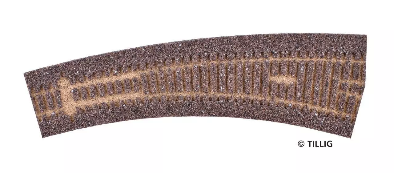 Tillig 86519 - Gleisbettung Elitegleis dunkel braun für Innenbogenweiche rechts 207° H0
