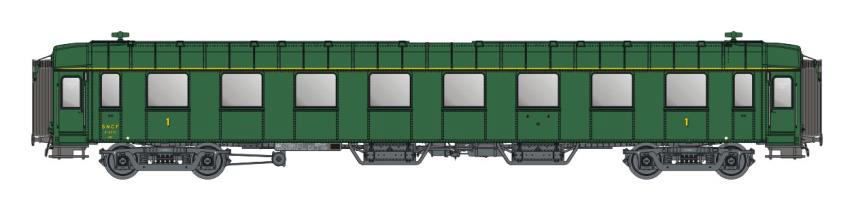 Jägerndorfer Modellbahn  - Personenwagen OCEM A8 1.Klasse ex-Midi grün SNCF Ep.IIId