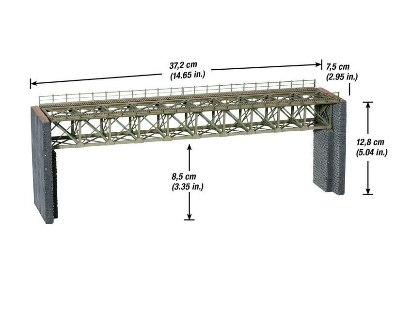 Noch 67020 - Stahlbrücke mit Brückenköpfen H0 1:87
